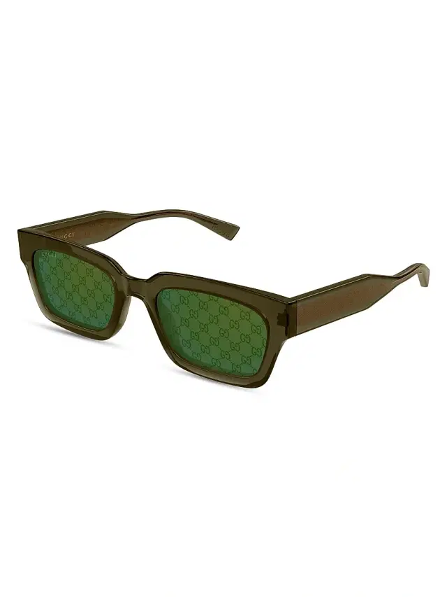 Gucci Men's Monogram Wirecore 53MM Rectangular Sunglasses - Green