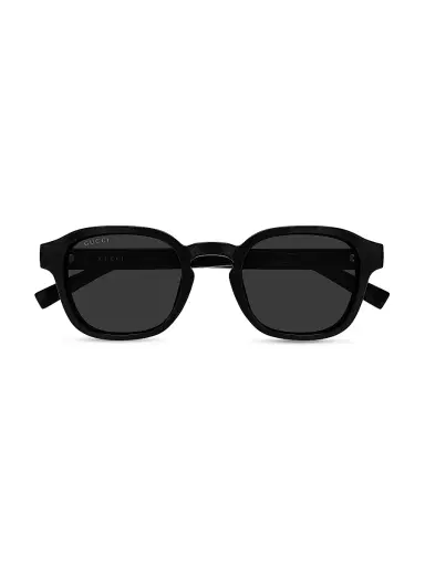 Gucci Men's Lines 49MM Round Sunglasses - Black | Thumbnail 2