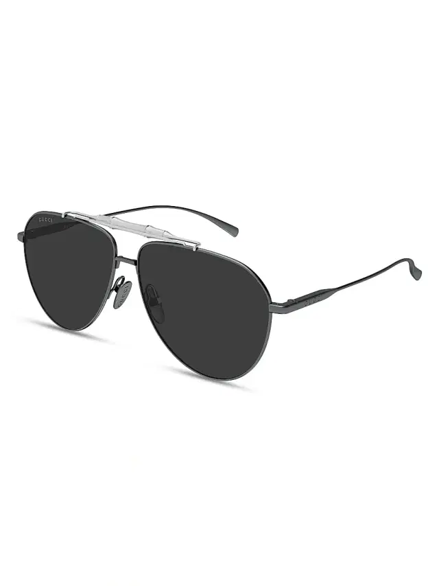 Gucci Men's Bamboo Metal 60MM Pilot Sunglasses - Silver Black