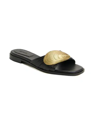 Simkhai Women's Gigi Oyster Shell Hardware-Detail Leather Sandals | Thumbnail 2 Simkhai Women's Gigi Oyster Shell Hardware-Detail Leather Sandals | Thumbnail 2