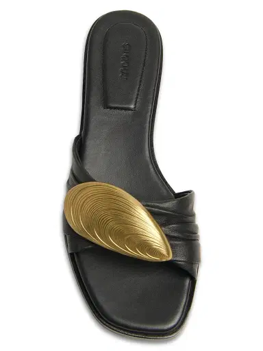 Simkhai Women's Gigi Oyster Shell Hardware-Detail Leather Sandals | Thumbnail 3 Simkhai Women's Gigi Oyster Shell Hardware-Detail Leather Sandals | Thumbnail 3