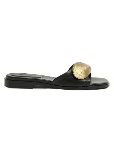 Simkhai Women's Gigi Oyster Shell Hardware-Detail Leather Sandals | Thumbnail 1 Simkhai Women's Gigi Oyster Shell Hardware-Detail Leather Sandals | Thumbnail 1