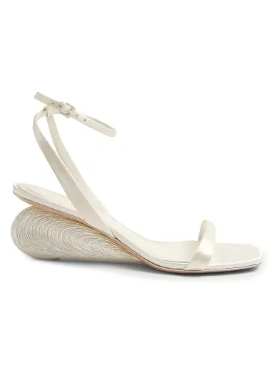 Simkhai Women's Bridget Satin Oyster Shell Wedge Sandals - Alabaster - Size 11 | Thumbnail 1 Simkhai Women's Bridget Satin Oyster Shell Wedge Sandals - Alabaster - Size 11 | Thumbnail 1