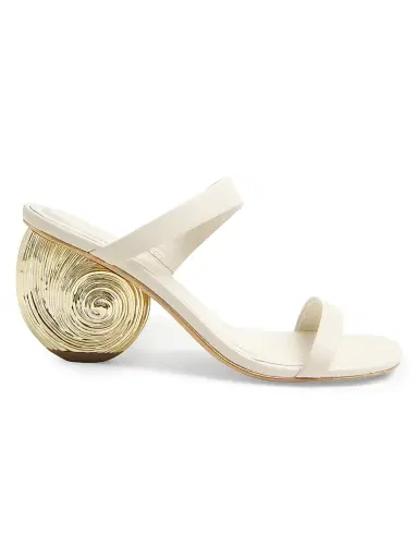 Simkhai Women's Marion 75MM Seashell-Heel Leather Sandals - Alabaster Gold - Size 11 | Thumbnail 1 Simkhai Women's Marion 75MM Seashell-Heel Leather Sandals - Alabaster Gold - Size 11 | Thumbnail 1