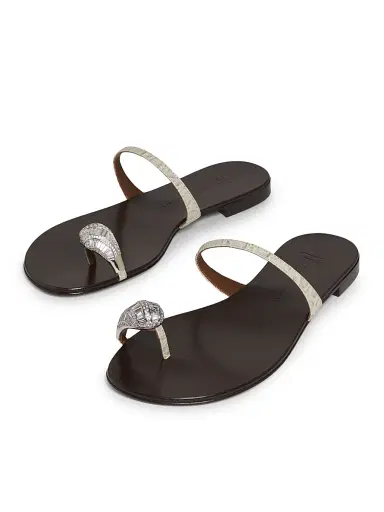 Giuseppe Zanotti Women's Swarovski-Crystal Leather Flat Sandals - | Thumbnail 2 Giuseppe Zanotti Women's Swarovski-Crystal Leather Flat Sandals - | Thumbnail 2