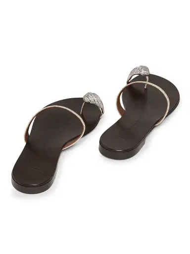 Giuseppe Zanotti Women's Swarovski-Crystal Leather Flat Sandals - | Thumbnail 3 Giuseppe Zanotti Women's Swarovski-Crystal Leather Flat Sandals - | Thumbnail 3