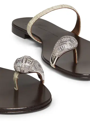 Giuseppe Zanotti Women's Swarovski-Crystal Leather Flat Sandals - | Thumbnail 5 Giuseppe Zanotti Women's Swarovski-Crystal Leather Flat Sandals - | Thumbnail 5