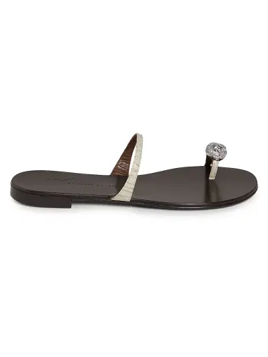 Giuseppe Zanotti Women's Swarovski-Crystal Leather Flat Sandals - | Thumbnail 1 Giuseppe Zanotti Women's Swarovski-Crystal Leather Flat Sandals - | Thumbnail 1