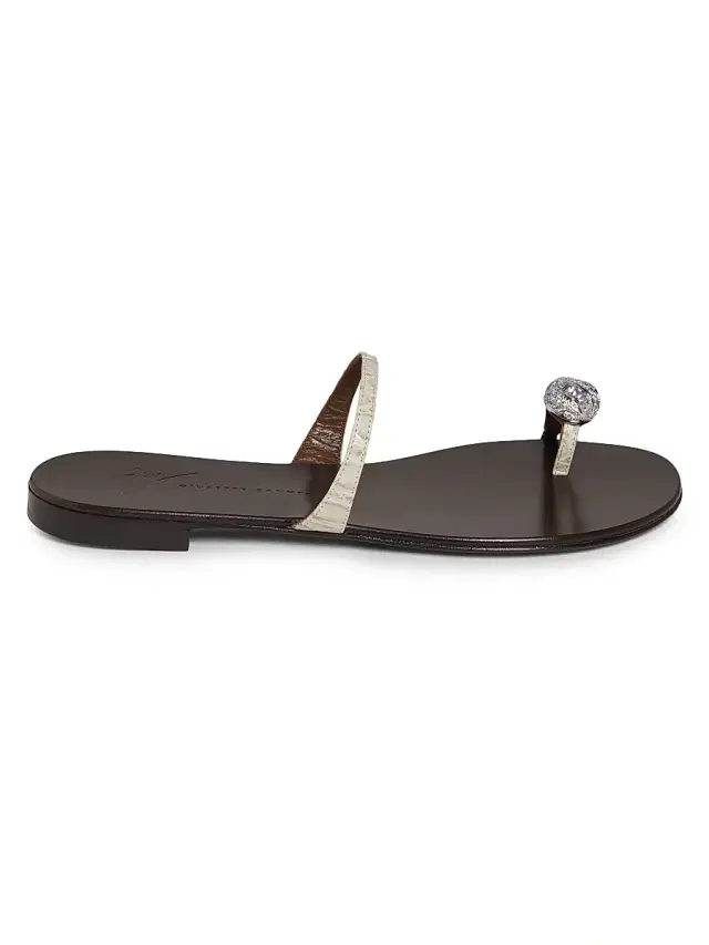 Women's Swarovski-Crystal Leather Flat Sandals -