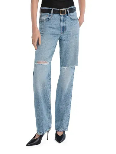 Favorite Daughter Women's The Tommy Slashed-Knee Low-Rise Jeans - Flint - Size 32 | Thumbnail 3