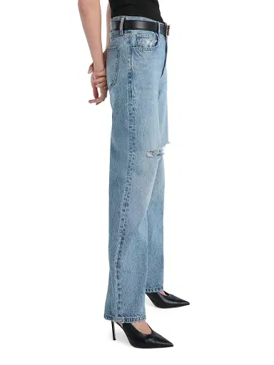 Favorite Daughter Women's The Tommy Slashed-Knee Low-Rise Jeans - Flint - Size 32 | Thumbnail 4