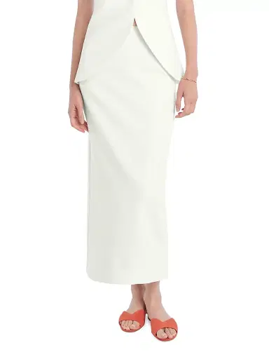Favorite Daughter Women's The Rachel Pencil Midi-Skirt - Pearl - Size 8 | Thumbnail 3
