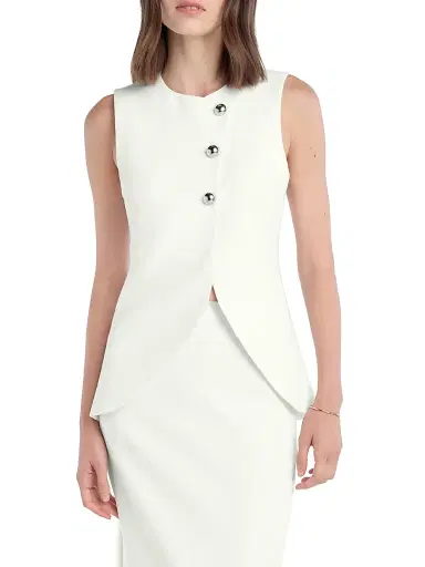 Favorite Daughter Women's The Rachel Asymmetric Vest - Pearl - Size XS | Thumbnail 3 Favorite Daughter Women's The Rachel Asymmetric Vest - Pearl - Size XS | Thumbnail 3