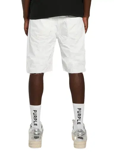 Purple Brand Men's Optic Cotton Raw-Edge Shorts | Thumbnail 2