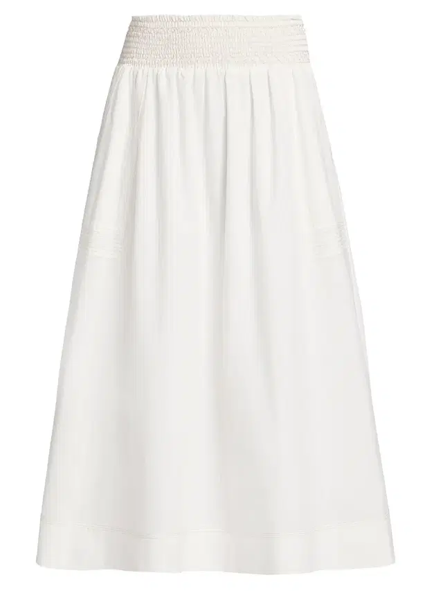Women's Galia Cotton-Modal A-Line Midi-Skirt - White