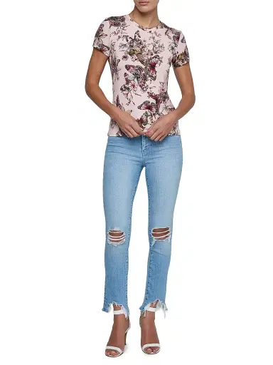 L'AGENCE Women's Ressi Butterfly Jungle T-Shirt - Nectar Pink Multi | Thumbnail 2 L'AGENCE Women's Ressi Butterfly Jungle T-Shirt - Nectar Pink Multi | Thumbnail 2