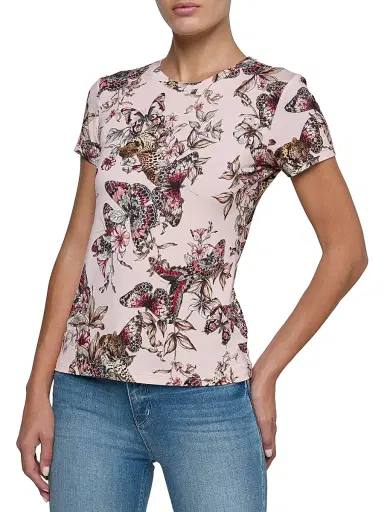 L'AGENCE Women's Ressi Butterfly Jungle T-Shirt - Nectar Pink Multi | Thumbnail 3 L'AGENCE Women's Ressi Butterfly Jungle T-Shirt - Nectar Pink Multi | Thumbnail 3