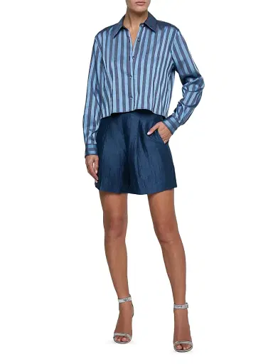 L'Agence Women's Cosette Striped Satin Shirt | Thumbnail 2 L'Agence Women's Cosette Striped Satin Shirt | Thumbnail 2