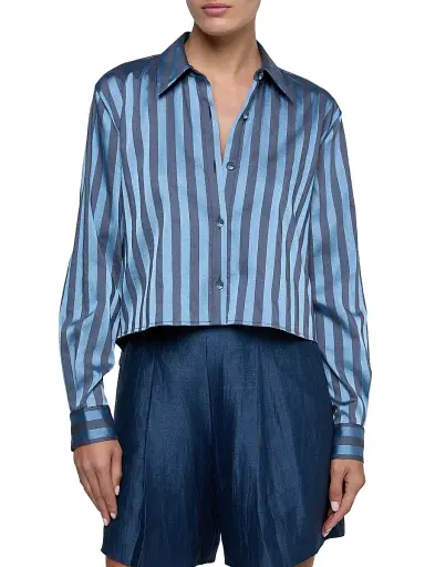 L'Agence Women's Cosette Striped Satin Shirt | Thumbnail 3 L'Agence Women's Cosette Striped Satin Shirt | Thumbnail 3