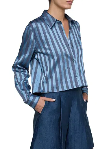 L'Agence Women's Cosette Striped Satin Shirt | Thumbnail 4 L'Agence Women's Cosette Striped Satin Shirt | Thumbnail 4