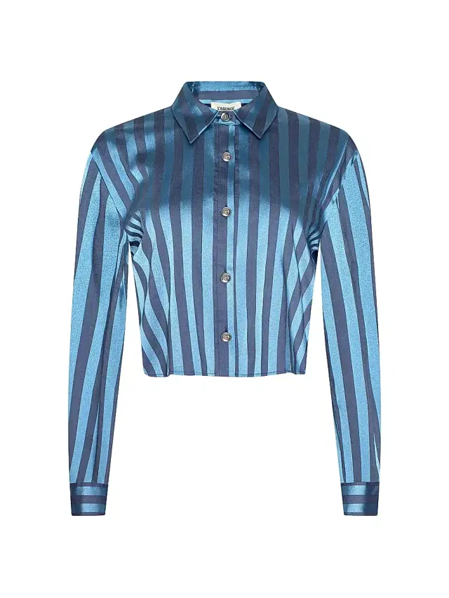 Women's Cosette Striped Satin Shirt - Blue Multi Stripe