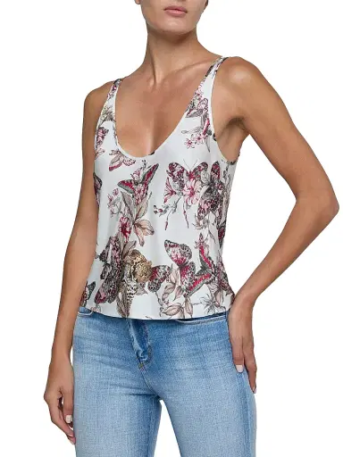 L'AGENCE Women's Eddie Butterfly Jungle Tank - White Multi Butterfly Jungle | Thumbnail 3 L'AGENCE Women's Eddie Butterfly Jungle Tank - White Multi Butterfly Jungle | Thumbnail 3