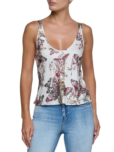 L'AGENCE Women's Eddie Butterfly Jungle Tank - White Multi Butterfly Jungle | Thumbnail 1 L'AGENCE Women's Eddie Butterfly Jungle Tank - White Multi Butterfly Jungle | Thumbnail 1