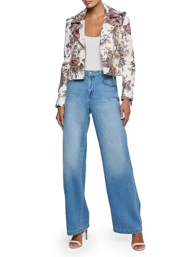 L'Agence Women's Blakely Printed Leather Biker Jacket | Thumbnail 2 L'Agence Women's Blakely Printed Leather Biker Jacket | Thumbnail 2