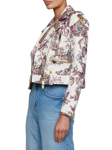 L'Agence Women's Blakely Printed Leather Biker Jacket | Thumbnail 4 L'Agence Women's Blakely Printed Leather Biker Jacket | Thumbnail 4