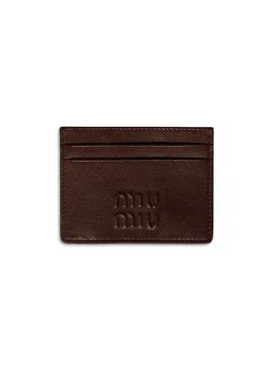 Miu Miu Women's Nappa Leather Card Holder - Dark Brown | Thumbnail 1