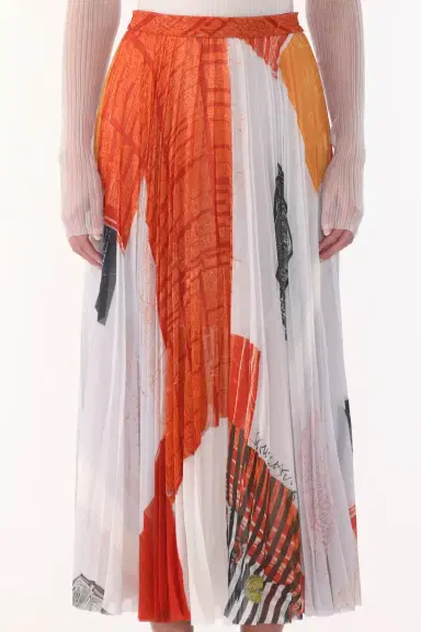 Jason Wu Collection CHIFFON PLEATED SKIRT WITH CAT PAWS ARTWORK BY ROBERT RAUSCHENBERG | Thumbnail 4 Jason Wu Collection CHIFFON PLEATED SKIRT WITH CAT PAWS ARTWORK BY ROBERT RAUSCHENBERG | Thumbnail 4