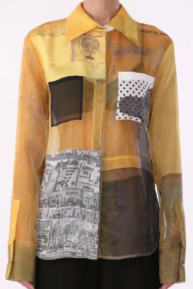 Jason Wu Collection COLLAGE LONG SLEEVE ORGANZA SHIRT WITH SULPHUR BANK ARTWORK BY ROBERT RAUSCHENBERG | Thumbnail 2 Jason Wu Collection COLLAGE LONG SLEEVE ORGANZA SHIRT WITH SULPHUR BANK ARTWORK BY ROBERT RAUSCHENBERG | Thumbnail 2