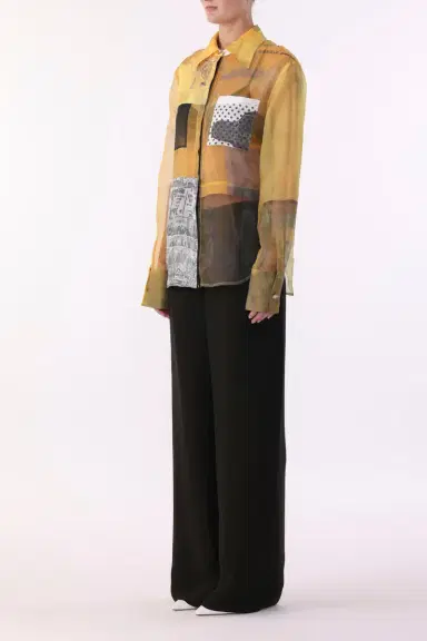 Jason Wu Collection COLLAGE LONG SLEEVE ORGANZA SHIRT WITH SULPHUR BANK ARTWORK BY ROBERT RAUSCHENBERG | Thumbnail 4 Jason Wu Collection COLLAGE LONG SLEEVE ORGANZA SHIRT WITH SULPHUR BANK ARTWORK BY ROBERT RAUSCHENBERG | Thumbnail 4