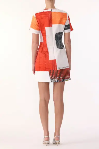 Jason Wu Collection MATTE DUCHESS MINI A-LINE DRESS WITH CAT PAWS ARTWORK BY ROBERT RAUSCHENBERG | Thumbnail 4 Jason Wu Collection MATTE DUCHESS MINI A-LINE DRESS WITH CAT PAWS ARTWORK BY ROBERT RAUSCHENBERG | Thumbnail 4