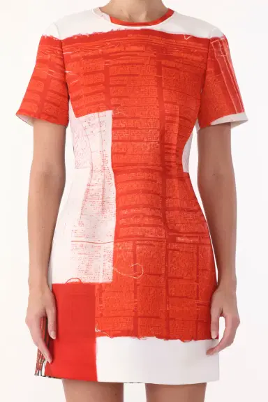 Jason Wu Collection MATTE DUCHESS MINI A-LINE DRESS WITH CAT PAWS ARTWORK BY ROBERT RAUSCHENBERG | Thumbnail 5 Jason Wu Collection MATTE DUCHESS MINI A-LINE DRESS WITH CAT PAWS ARTWORK BY ROBERT RAUSCHENBERG | Thumbnail 5