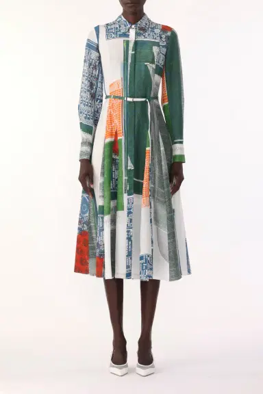 Jason Wu Collection SANDWASHED SILK MIDI SHIRTDRESS WITH PLATTER ARTWORK BY ROBERT RAUSCHENBERG | Thumbnail 2 Jason Wu Collection SANDWASHED SILK MIDI SHIRTDRESS WITH PLATTER ARTWORK BY ROBERT RAUSCHENBERG | Thumbnail 2