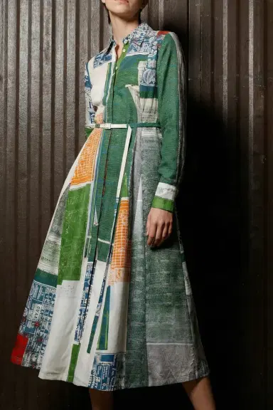 Jason Wu Collection SANDWASHED SILK MIDI SHIRTDRESS WITH PLATTER ARTWORK BY ROBERT RAUSCHENBERG | Thumbnail 1 Jason Wu Collection SANDWASHED SILK MIDI SHIRTDRESS WITH PLATTER ARTWORK BY ROBERT RAUSCHENBERG | Thumbnail 1
