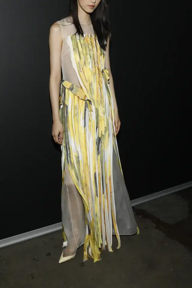 Jason Wu Collection SLEEVELESS STRIP TANK GOWN WITH SULPHUR BANK ARTWORK BY ROBERT RAUSCHENBERG