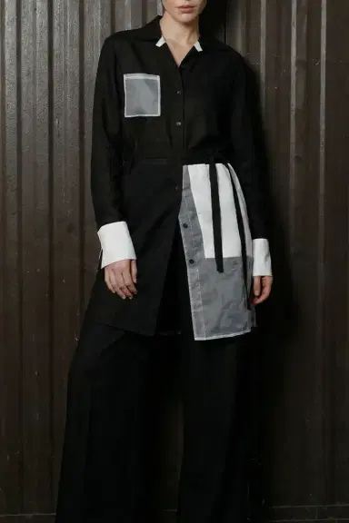 Jason Wu Collection WASHED TWILL COLLAGE SHIRT DRESS | Thumbnail 1 Jason Wu Collection WASHED TWILL COLLAGE SHIRT DRESS | Thumbnail 1