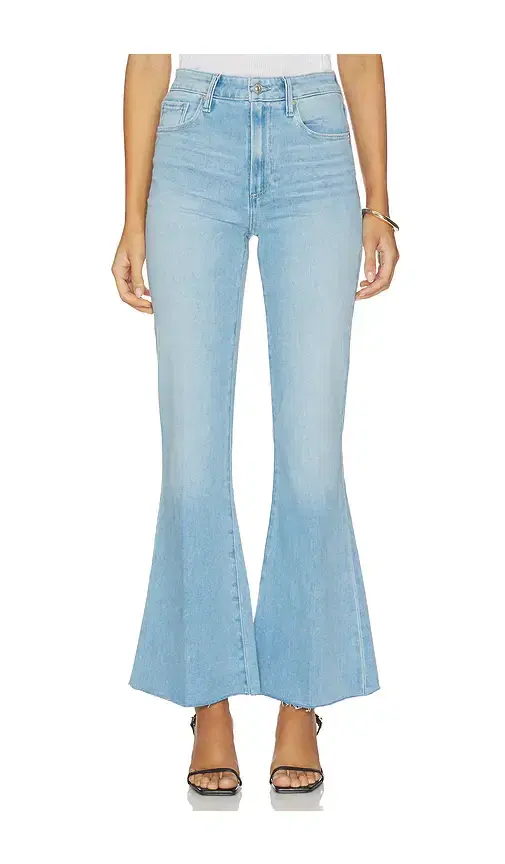 PAIGE Marlow Skimmer Undone Hem Seamed Belt Loops Flare Jeans