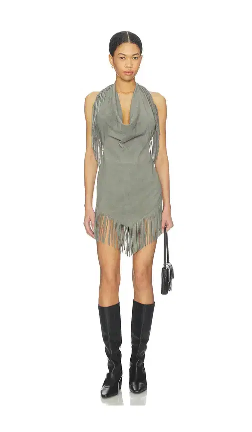 Understated Leather Fringe Mini Dress