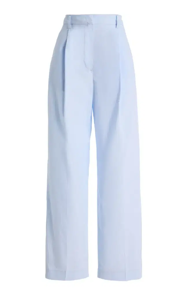Axel Pleated Cotton Poplin Wide-Leg Trousers