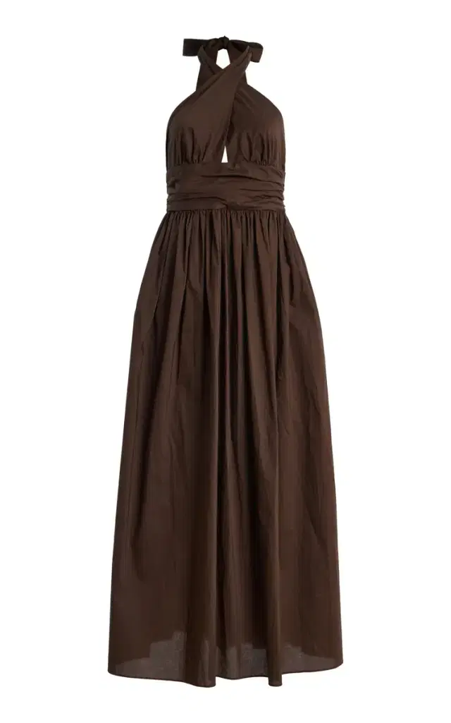 Cotton Keyhole Midi Halter Dress