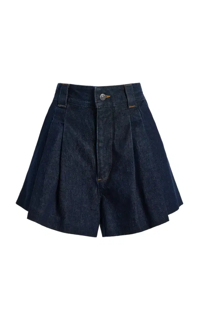 FRAME The Structural Pleated Denim Shorts