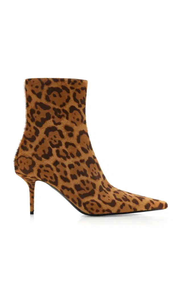 Saint Laurent Ashley Leopard-Print Pony Hair Ankle Boots
