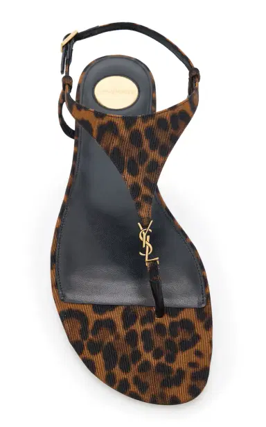 Saint Laurent Cassandra Leopard-Print Grosgrain Sandals | Thumbnail 3 Saint Laurent Cassandra Leopard-Print Grosgrain Sandals | Thumbnail 3