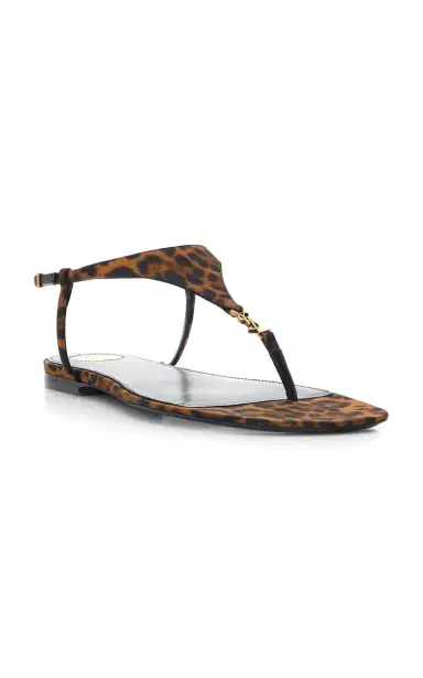 Saint Laurent Cassandra Leopard-Print Grosgrain Sandals | Thumbnail 4 Saint Laurent Cassandra Leopard-Print Grosgrain Sandals | Thumbnail 4