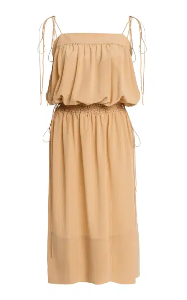 Saint Laurent Silk Crepe de Chine Midi Balloon Dress | Thumbnail 1