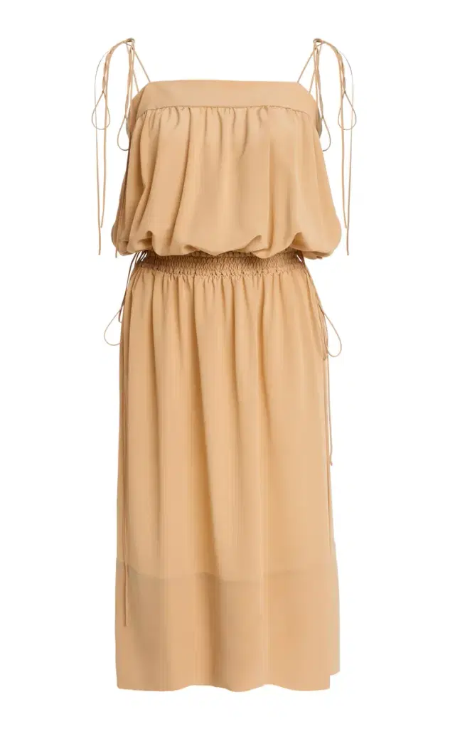Saint Laurent Silk Crepe de Chine Midi Balloon Dress