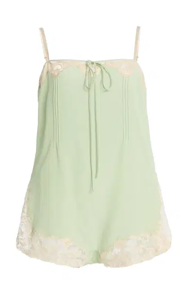 Saint Laurent Lace-Trimmed Silk Crepe de Chine Romper | Thumbnail 4 Saint Laurent Lace-Trimmed Silk Crepe de Chine Romper | Thumbnail 4